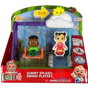 COCOMELON SUNNY SPLASH SWING PLAYSET WITH‎ FIGURE AND SPLASH ACTION NEW